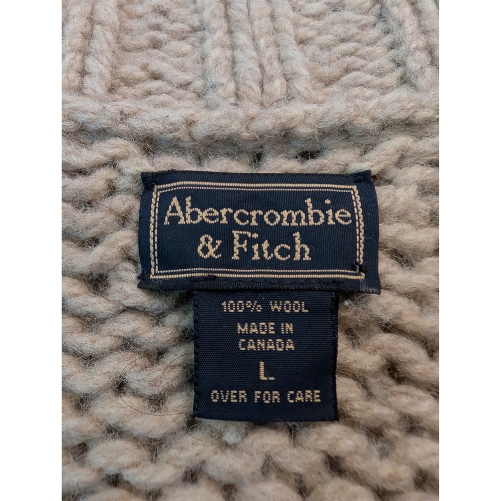 VTG Abercrombie & Fitch Wool Sweater Womens L Chunky Knit Fair Isle Full Zip 90s - Picture 6 of 8
